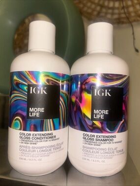 IGK More Life Color Extending Gloss Shampoo + Conditioner Duo 8oz NEW